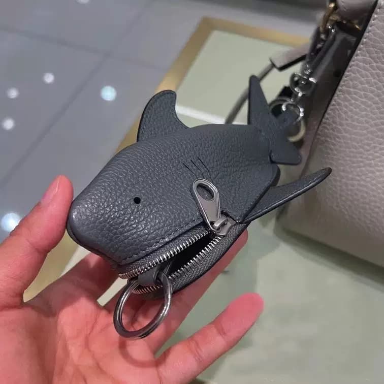 真皮鯊魚鑰匙包鯊魚零錢包