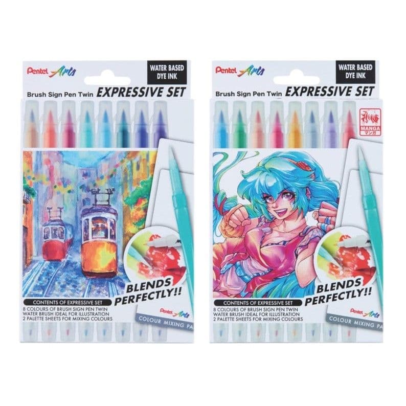 Pentel 飛龍 雙頭柔繪筆 8色組 漫畫版 / 風景版 SESW30C