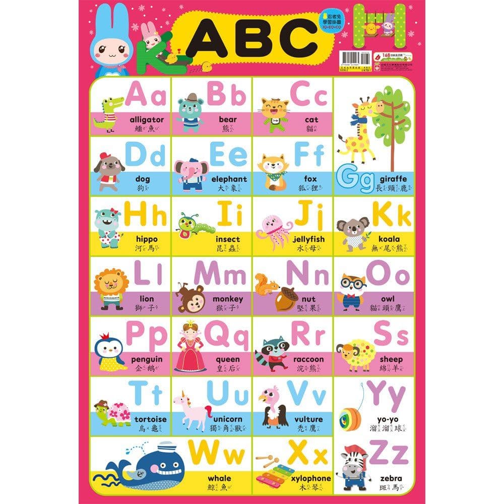 忍者兔學習掛圖【ABC】 |9206-2|幼福文化