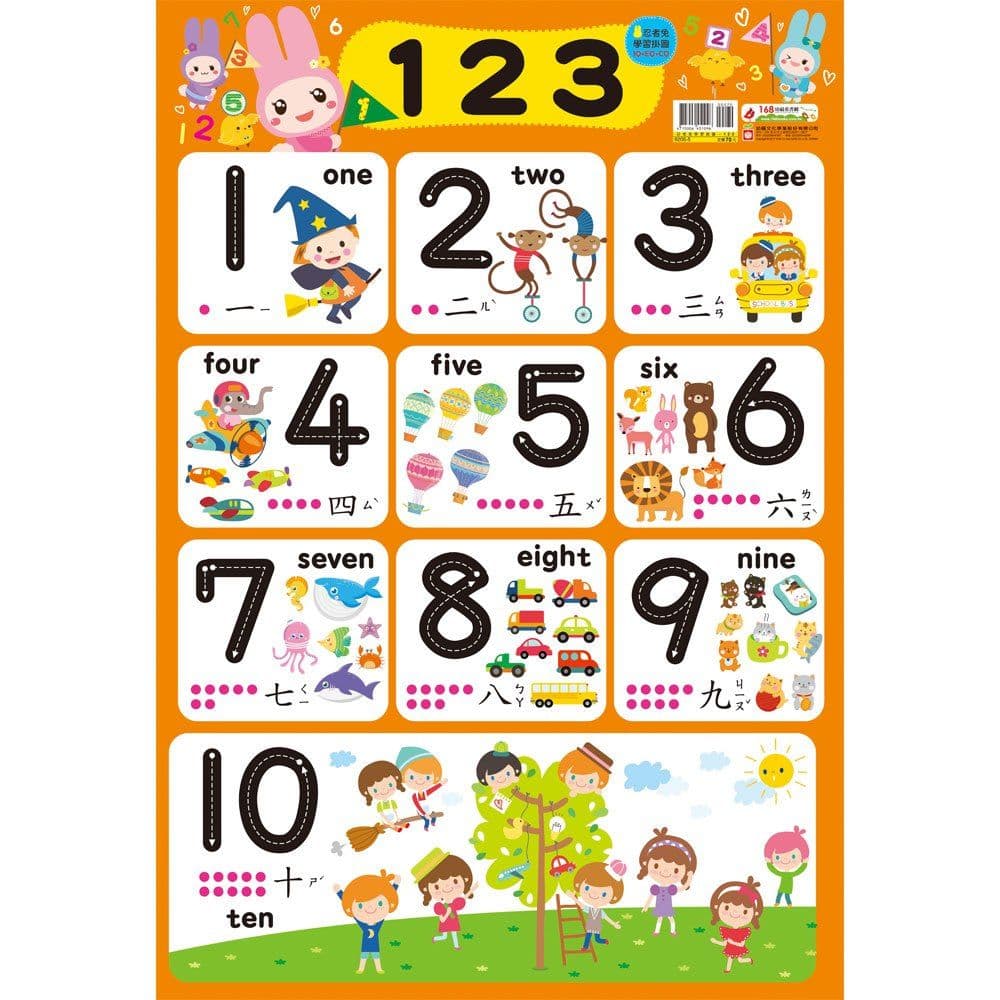 忍者兔學習掛圖【123】|9206-5|幼福文化