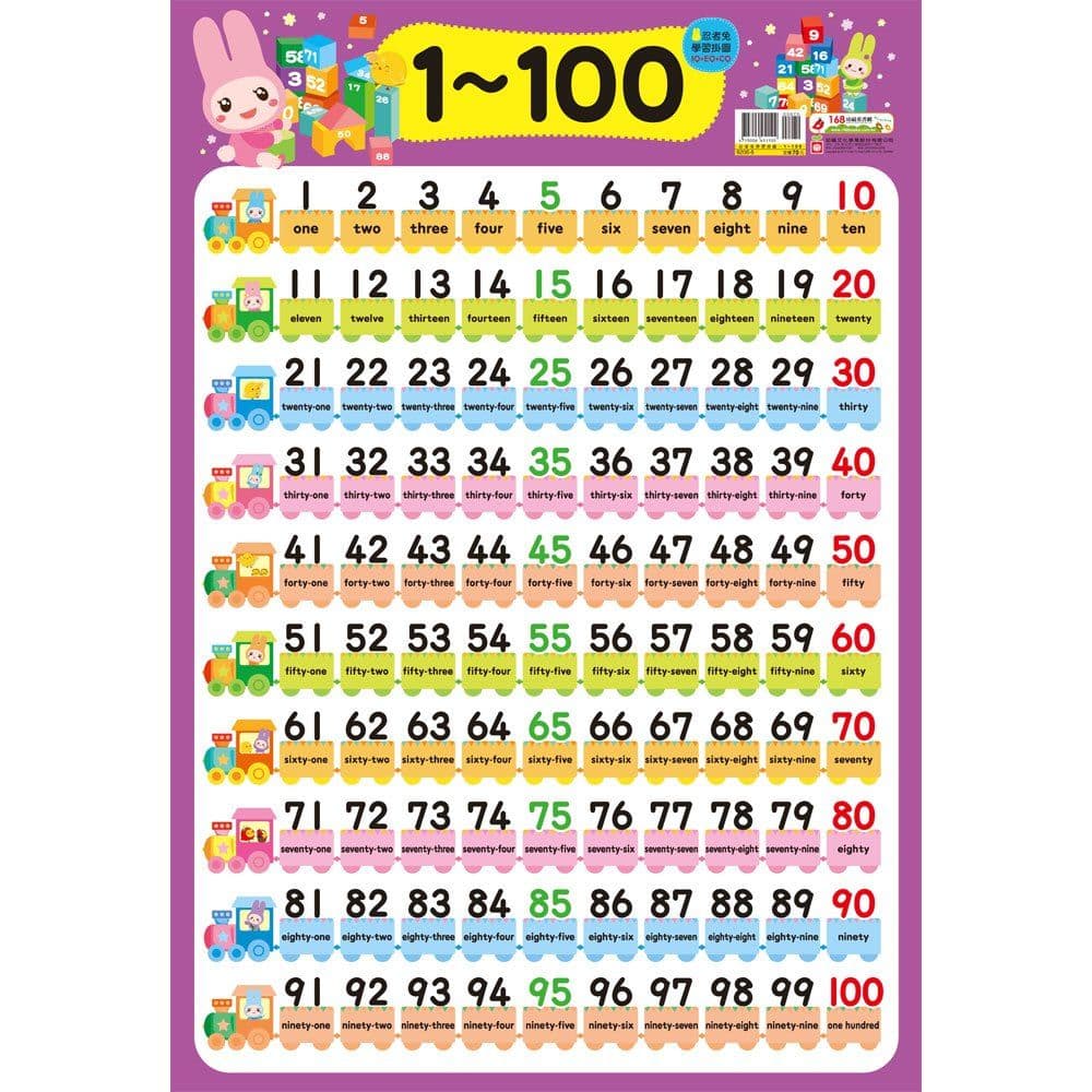 忍者兔學習掛圖【1~100】|9206-6|幼福文化