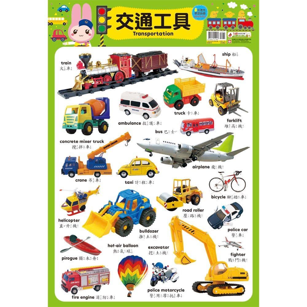 忍者兔學習掛圖【交通工具】|9206-4|幼福文化