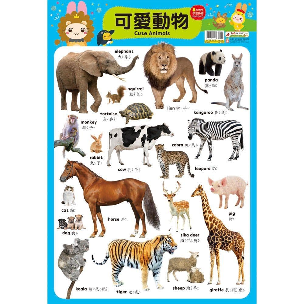 忍者兔學習掛圖【可愛動物】|9206-3|幼福文化