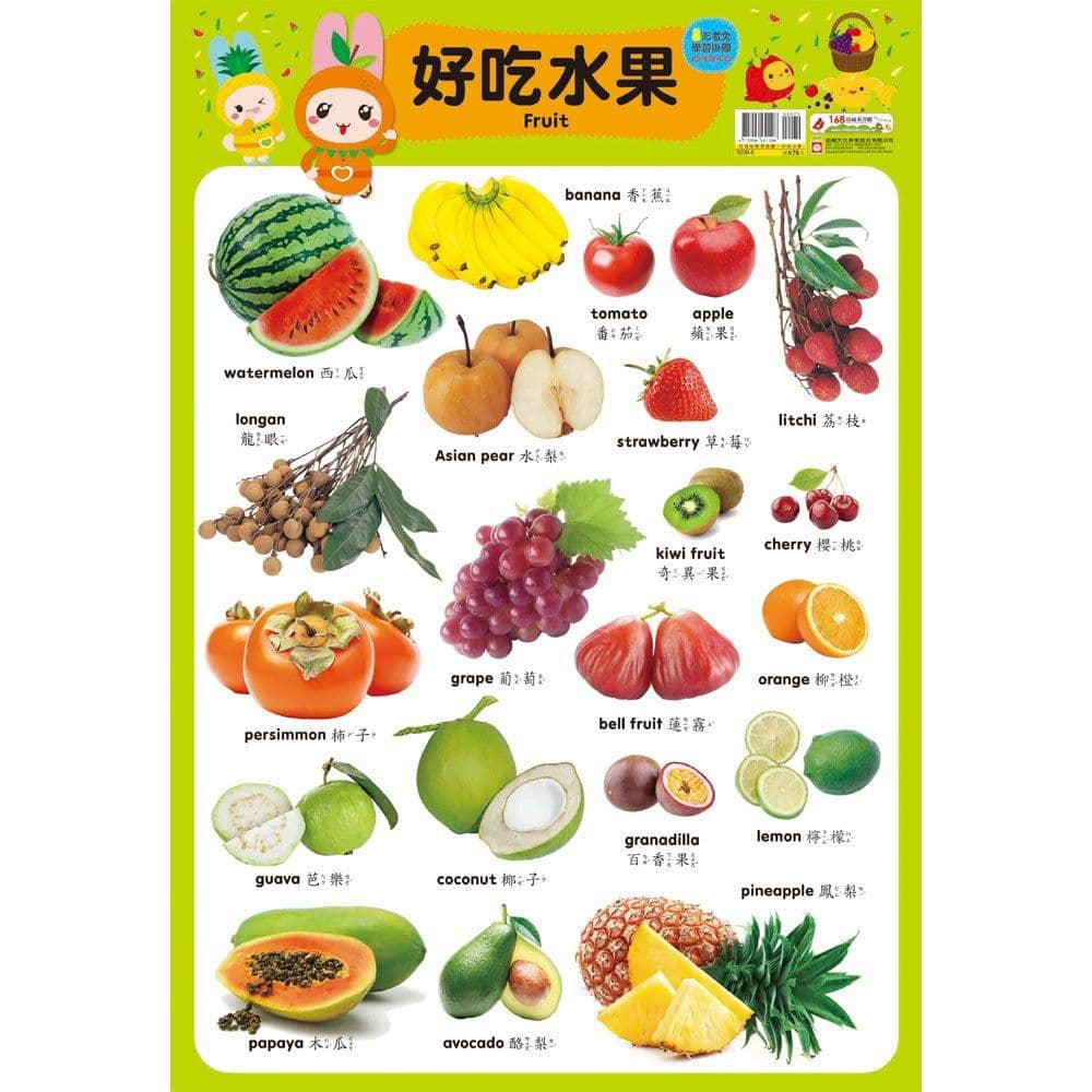 忍者兔學習掛圖【好吃水果】|9206-8|幼福文化